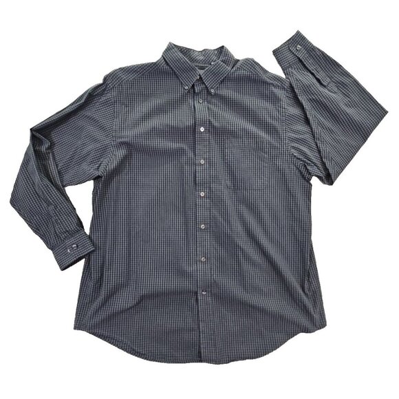Roundtree & Yorke Shirt Men's 2XT Gray Plaid Button Down Long Sleeve Workwear - Picture 1 of 15